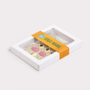 Chocolade paashazen met sleeve bedrukken