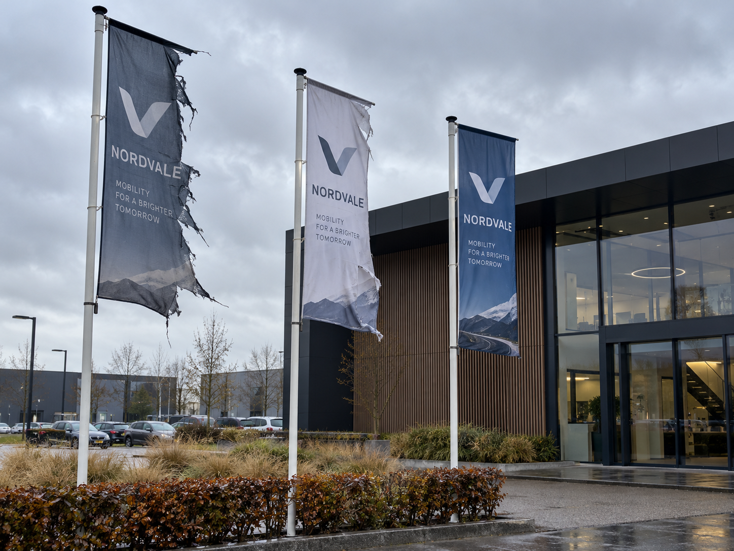 Baniervlaggen vervangen na stormschade