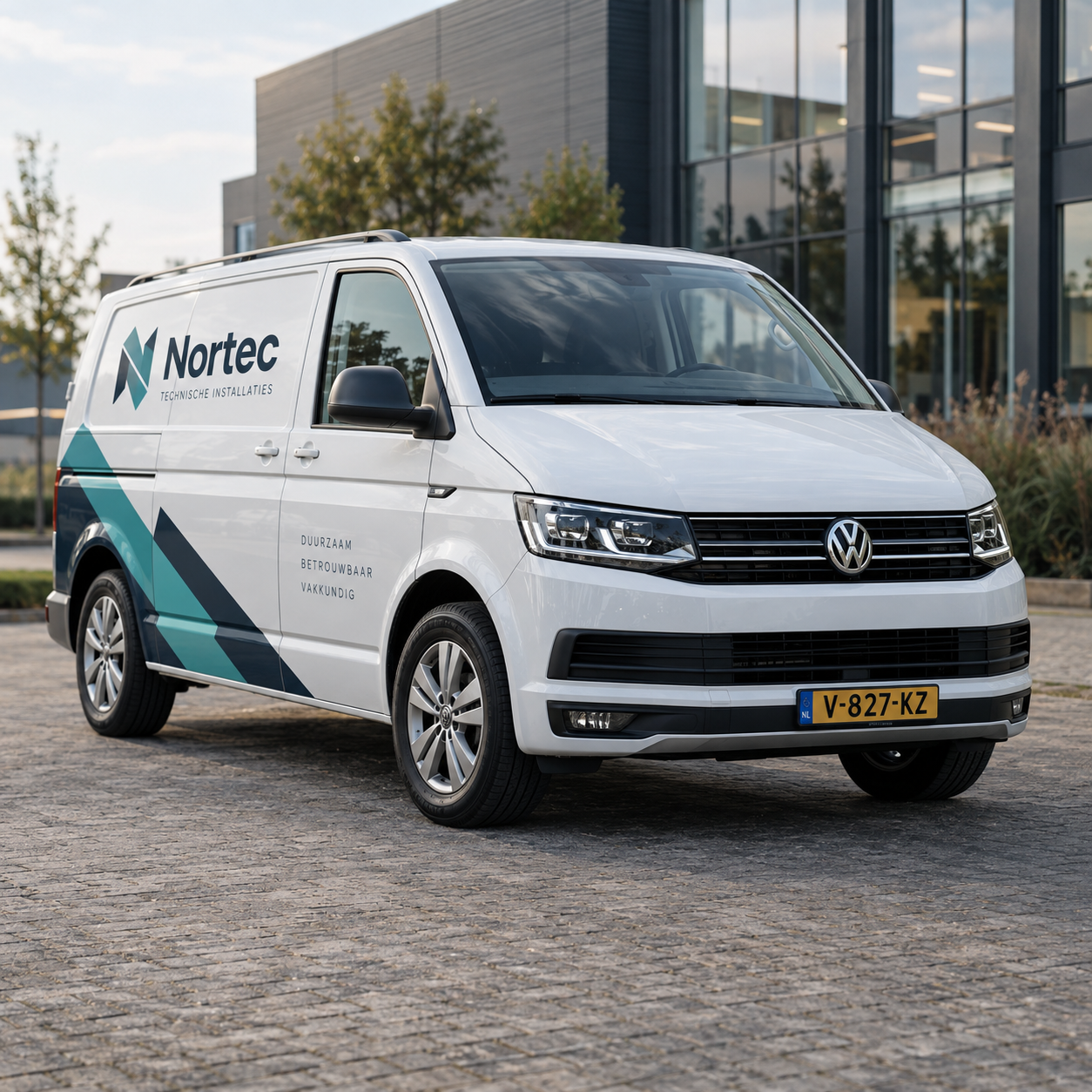 Professioneel beletterde Volkswagen Transporter voor bestelbus belettering