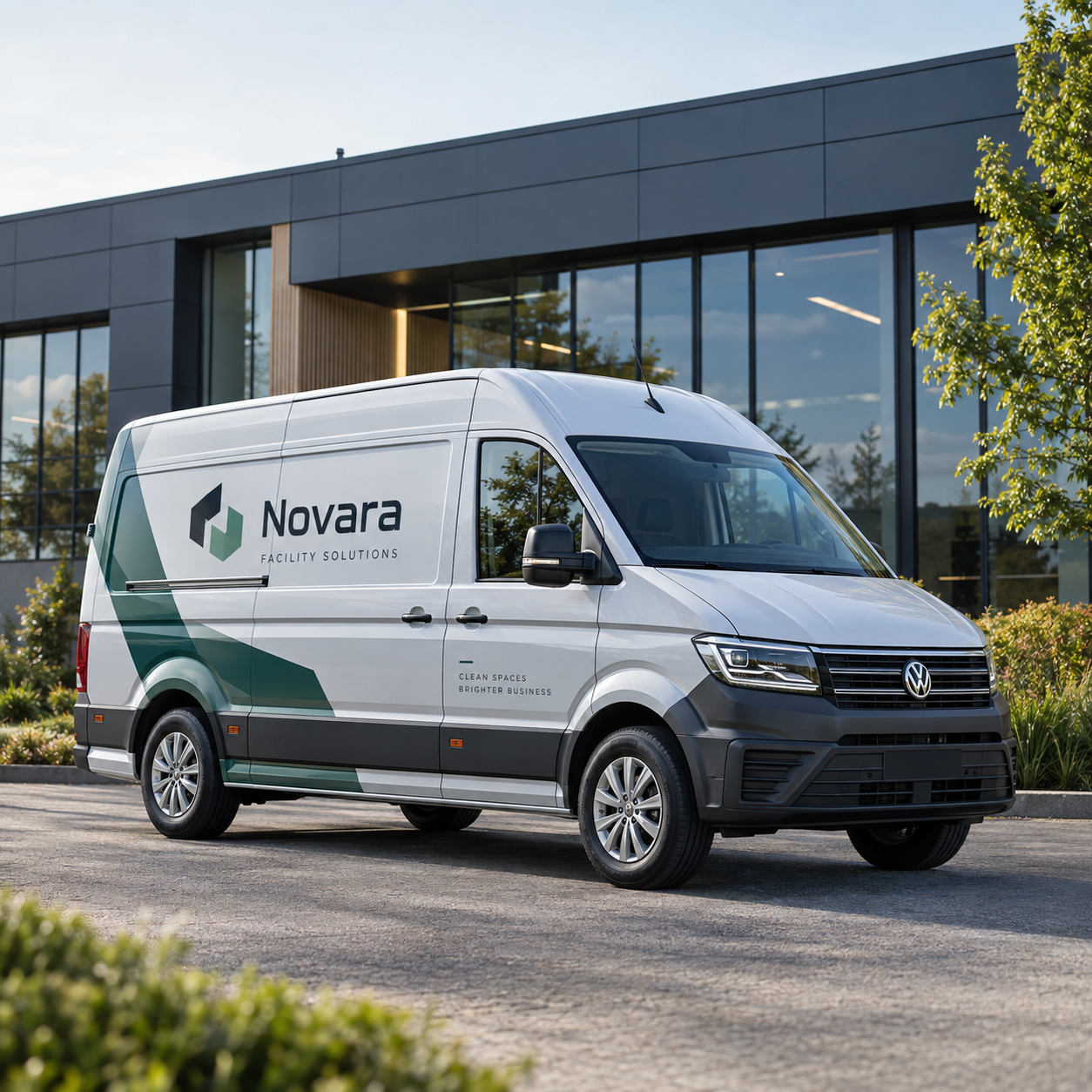Professioneel beletterde Volkswagen Crafter voor een zakelijke organisatie