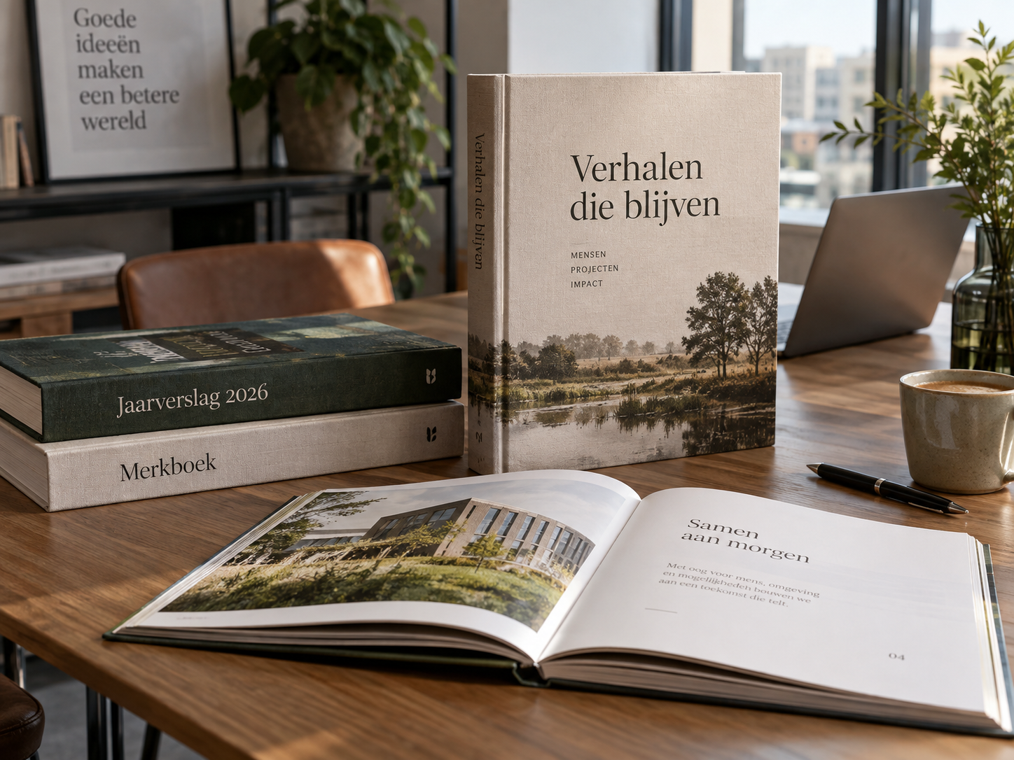 Professioneel hardcover jubileumboek jaarverslag en merkboek