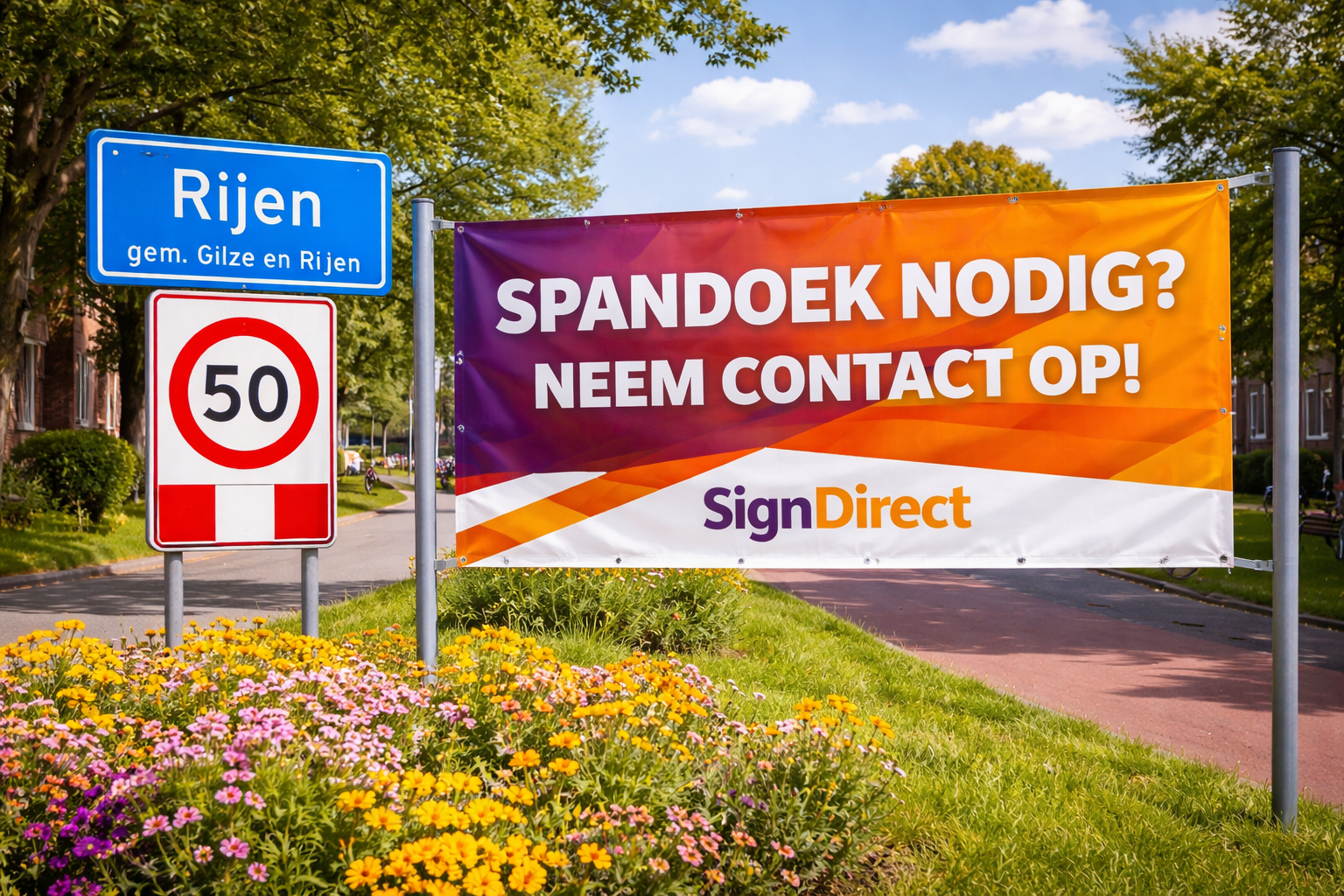 Spandoek drukken in Rijen