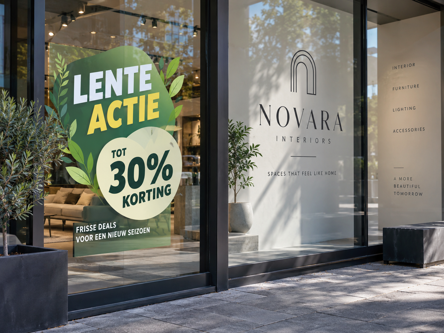 Vergelijking tussen tijdelijke grote actiesticker en langere zakelijke merktoepassing