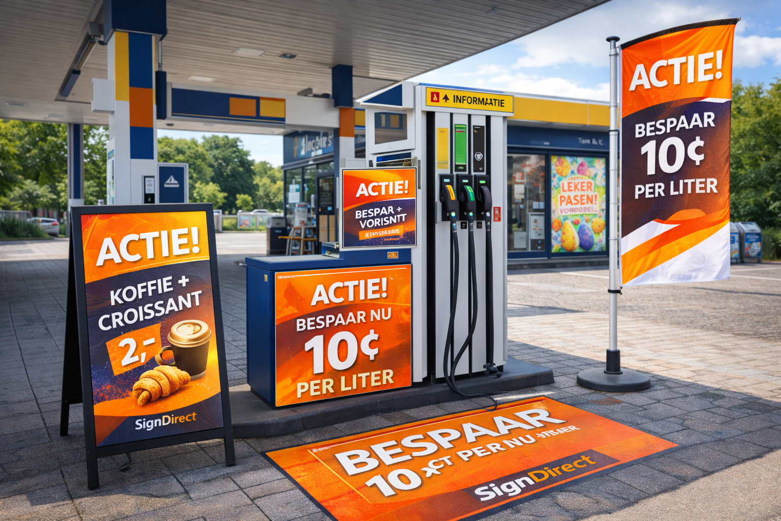 print en sign voor tankstations